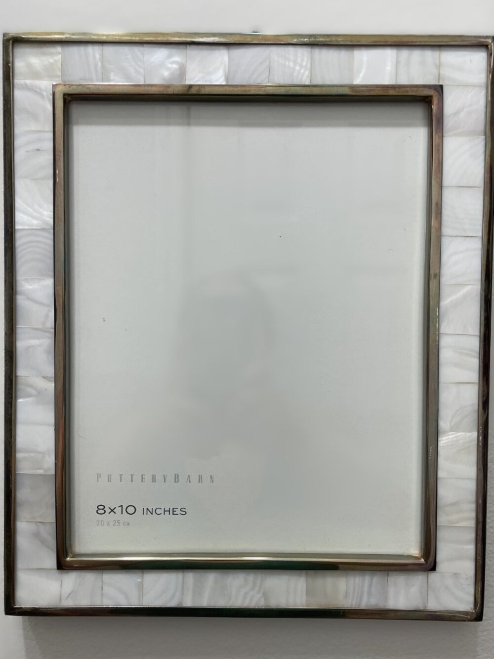 Pottery Barn Mother of Pearl 8x10 Picture Frame Silver Wall Hanging Decor